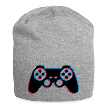 3d controller design logo clip art cool gamer zocke - Jersey Beanie - heather grey - Front