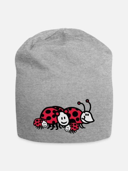 Marienkäfer Familie Papa Mama Eltern Kinder - Jersey-Beanie - Grau meliert