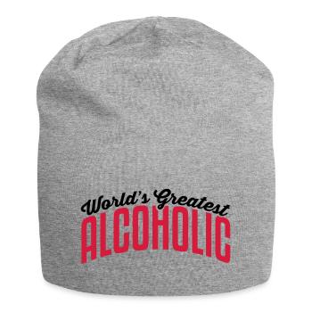 worlds greatest alcoholic 2col copy - Jersey Beanie - heather grey - Front
