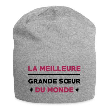 Soeur / Sœur / Sœurette / Soeur / Naissance - Bonnet en jersey - gris chiné - Devant