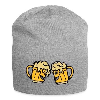 Bier Glas Alkohol Anstoß - Jersey-Beanie - Grau meliert - Vorne