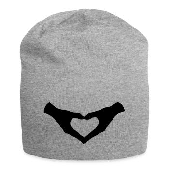 Herz Hände / Hand Heart 2 - Jersey-Beanie - Grau meliert - Vorne