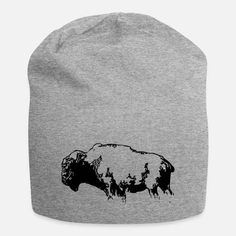 Bison - Büffel - Buffalo - Jersey-Beanie - Grau meliert