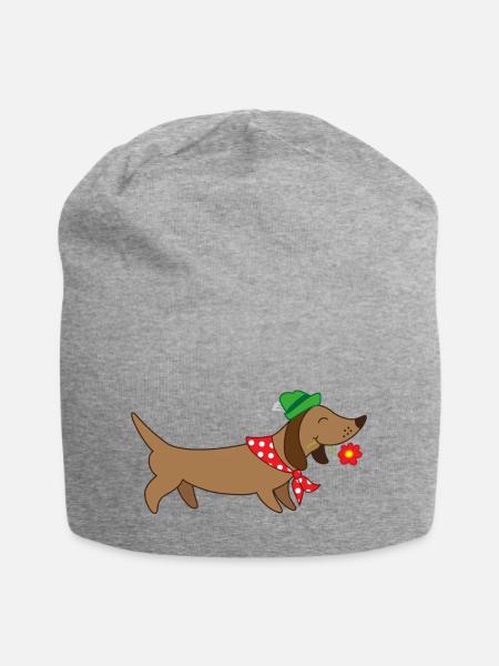 bayerischer Dackel - Jersey-Beanie - Grau meliert