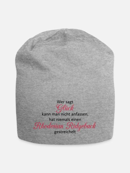 Hunde Spruch: Rhodesian Ridgeback Glück - Jersey-Beanie - Grau meliert