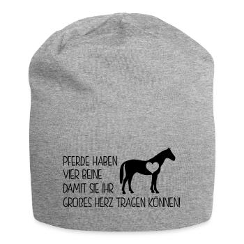 Pferdesprüche - pferde haben vier beine - Jersey-Beanie - Grau meliert - Vorne