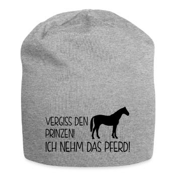 Pferdesprüche - vergiss den prinzen - Jersey-Beanie - Grau meliert - Vorne