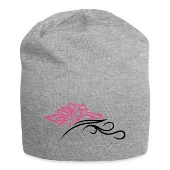 Lotus mit Tribal, Wellness, Yoga - Jersey-Beanie - Grau meliert - Vorne