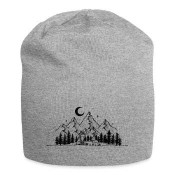 Fox bunny Good night kids picture gift - Jersey Beanie - heather grey - Front