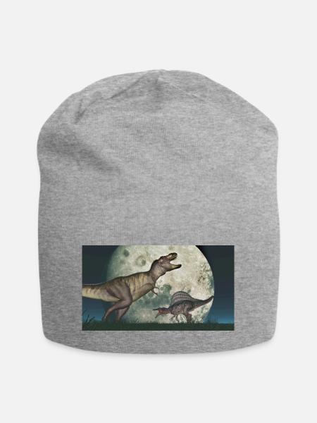 Tyrannosaurus Rex und Spinosaurus - Jersey-Beanie - Grau meliert