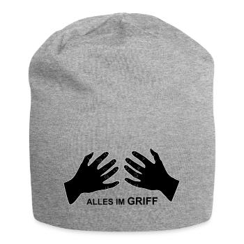 Hand auf die Brust - Jersey-Beanie - Grau meliert - Vorne