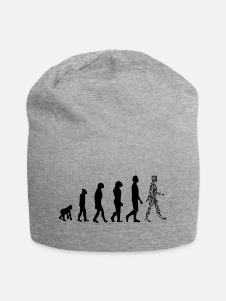 Evolution QR Code - Humor Gesundheits-Pass - Jersey-Beanie - Grau meliert