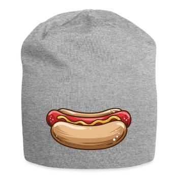 Lustiges Hot dog Fast Food Geschenk - Jersey-Beanie - Grau meliert - Vorne