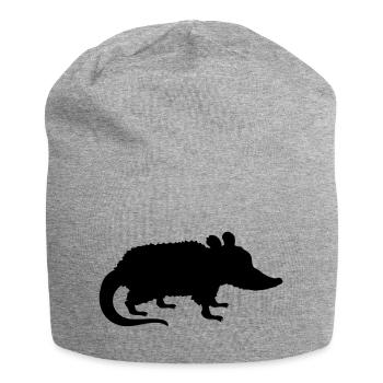 Silhouette Opossum Design - Jersey Beanie - heather grey - Front