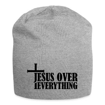Jésus sur tout - Bonnet en jersey - gris chiné - Devant