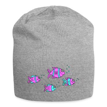 Fische Buntbarsche Wasser Meer Graffiti Zeichnung - Jersey-Beanie - Grau meliert - Vorne
