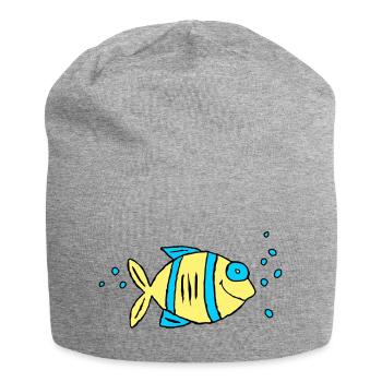 Fisch Buntbarsch Wasser Meer Graffiti Zeichnung - Jersey-Beanie - Grau meliert - Vorne