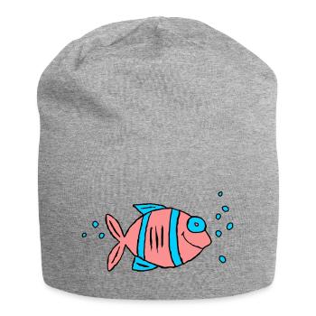 Fisch Buntbarsch Wasser Meer Graffiti Zeichnung - Jersey-Beanie - Grau meliert - Vorne