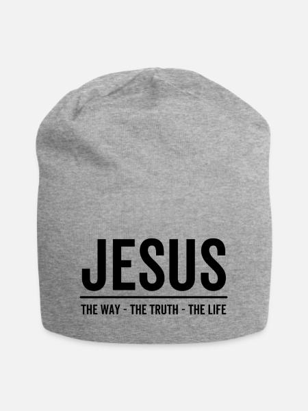 Jesus Der Weg Die Wahrheit Das Leben - Jersey-Beanie - Grau meliert