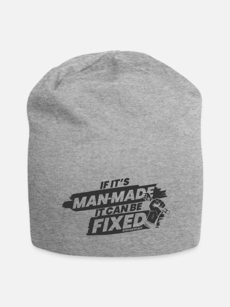 If it's man-made, it can be fixed - Jersey-Beanie - Grau meliert