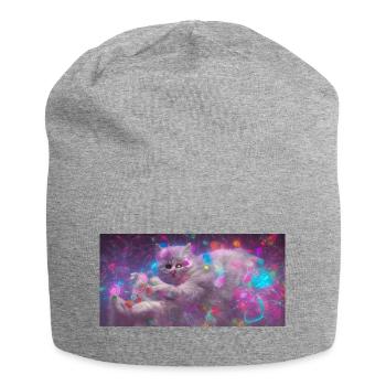 Space Cat - Jersey-Beanie - Grau meliert - Vorne