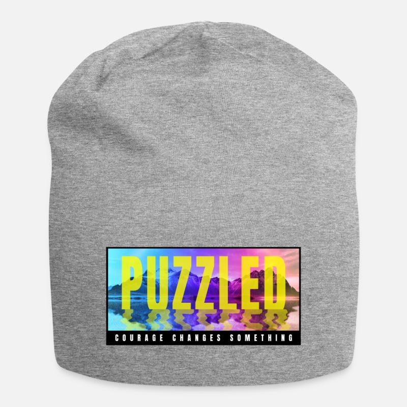 Puzzled - Jersey Beanie - heather grey