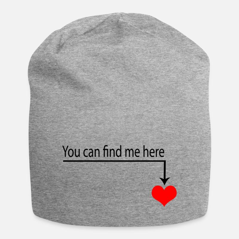 Rotes Herz Geschenkidee - Jersey-Beanie - Grau meliert