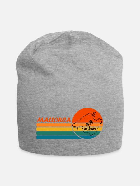 Landkarte von der Insel Mallorca Sonnenuntergang - Jersey-Beanie - Grau meliert