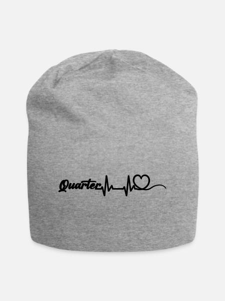 Heartbeat Herz mit Schriftzug Quarter schwarz - Jersey-Beanie - Grau meliert