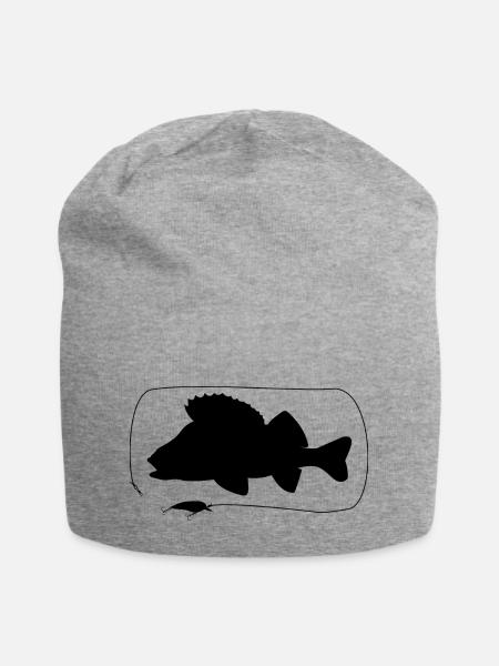 Barsch mit Wobbler - Jersey-Beanie - Grau meliert