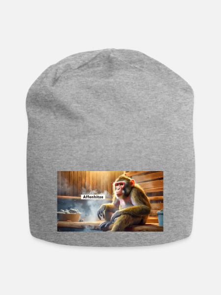 Wortspiel mehrdeutiger Ausdruck – Affenhitze - Jersey-Beanie - Grau meliert