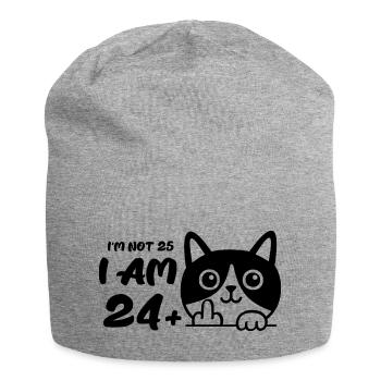 I'm Not 25, I Am 24 Plus 1 Middle Finger Cat Flip - Jersey Beanie - heather grey - Front