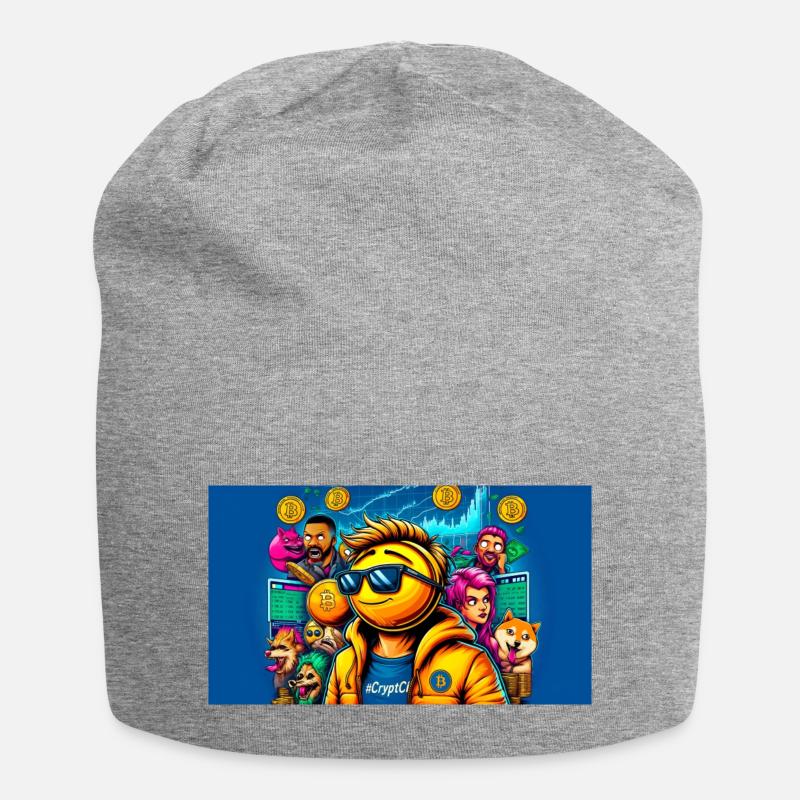 Krypto-Chaos: Bitcoin vs. ETH - Jersey-Beanie - Grau meliert