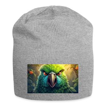 Animaux mignons - perroquet - Bonnet en jersey - gris chiné - Devant