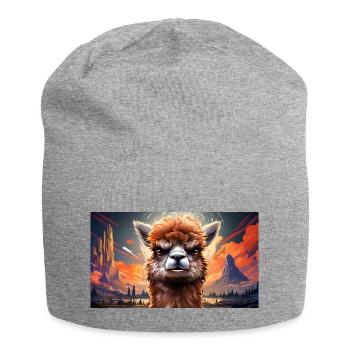 Animaux mignons - alpaga - Bonnet en jersey - gris chiné - Devant