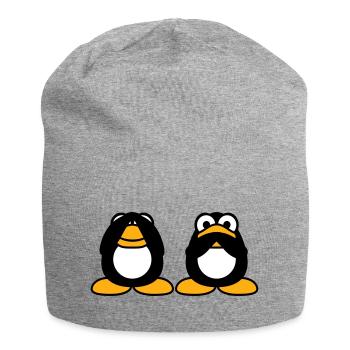 2 Penguins Talking Nothing See Mute Blind Friends - Jersey Beanie - heather grey - Front