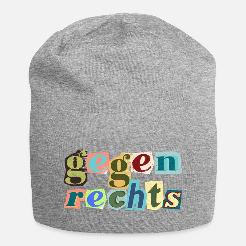 Statement bunt - Jersey-Beanie - Grau meliert