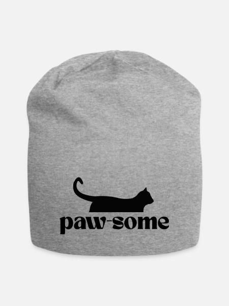 Paw-Some! T shirt for all cat fans - Jersey Beanie - heather grey