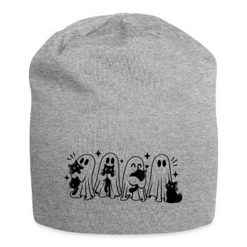Halloween Geister mit schwarzen Katzen - Jersey-Beanie - Grau meliert - Vorne