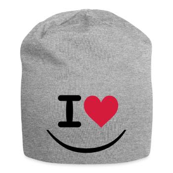 I love - Jersey Beanie - heather grey - Front