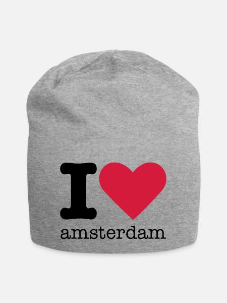 I Love Amsterdam - Jersey-Beanie - Grau meliert