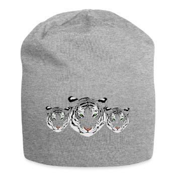 tigre blanc - Bonnet en jersey - gris chiné - Devant