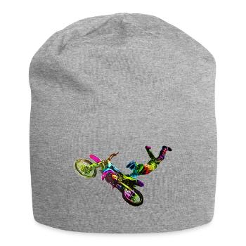 Farbiger Motocrosser - Jersey-Beanie - Grau meliert - Vorne