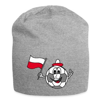 Fußball Polen, EM, soccer, championship, Fahne - Jersey Beanie - heather grey - Front