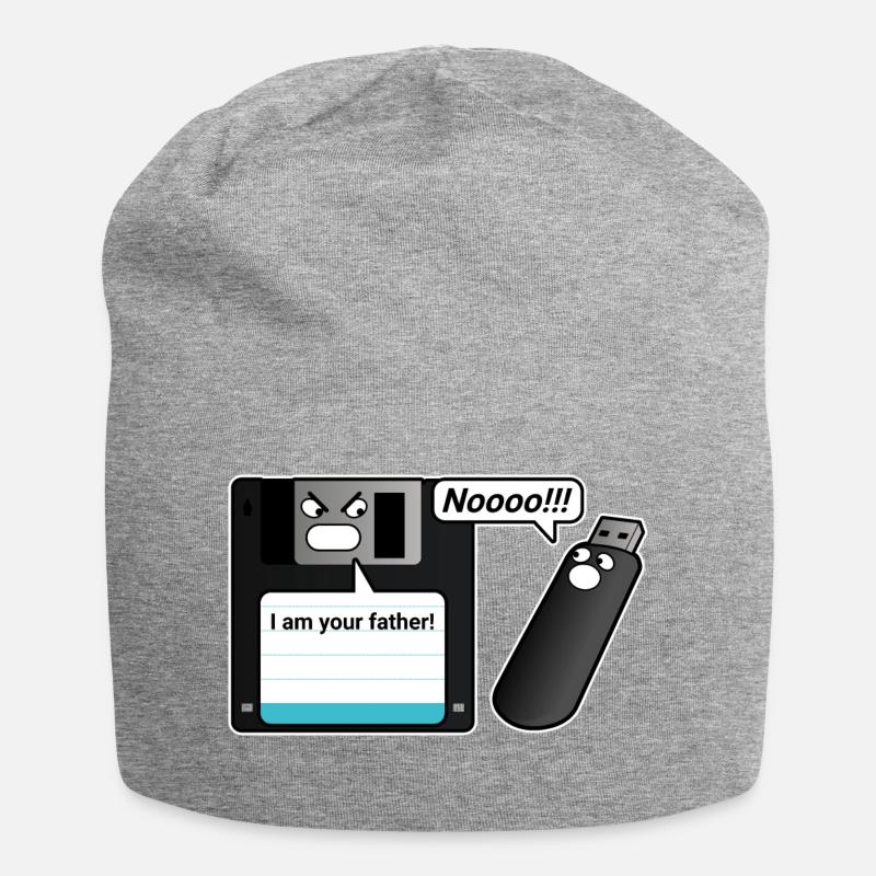 Diskette USB Stick Vater - Jersey-Beanie - Grau meliert