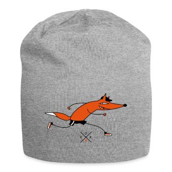 Lustiger Fuchs als Läufer - Jersey-Beanie - Grau meliert - Vorne