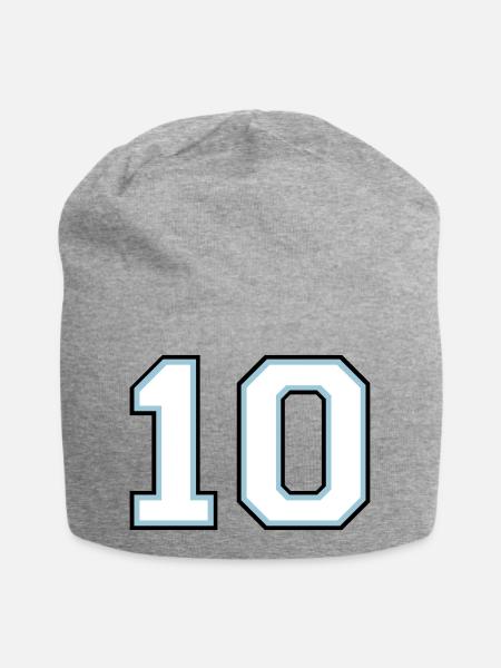Nummer 10 (anpassbare Farben) - Jersey-Beanie - Grau meliert