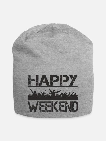 Happy Weekend - Jersey-Beanie - Grau meliert