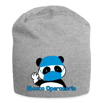 Panda Operating Block - Jersey Beanie - heather grey - Front