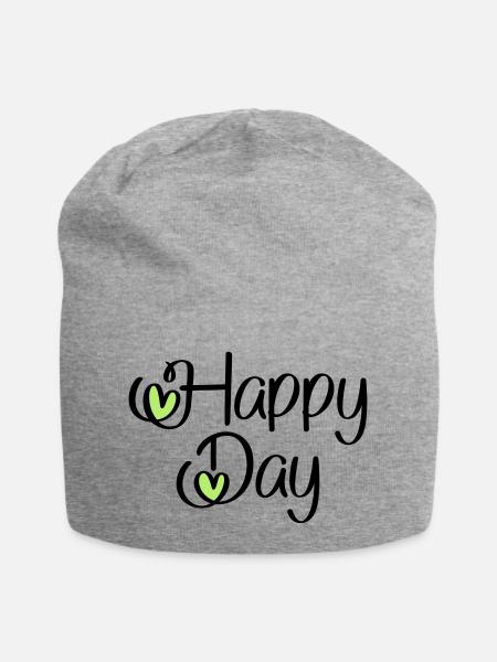 Happy Day - Jersey-Beanie - Grau meliert